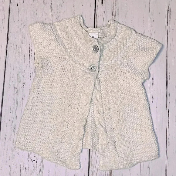 H&M baby girl  knit sweater, cream with gold metallic fibers, size 12-18 months - Picture 1 of 5